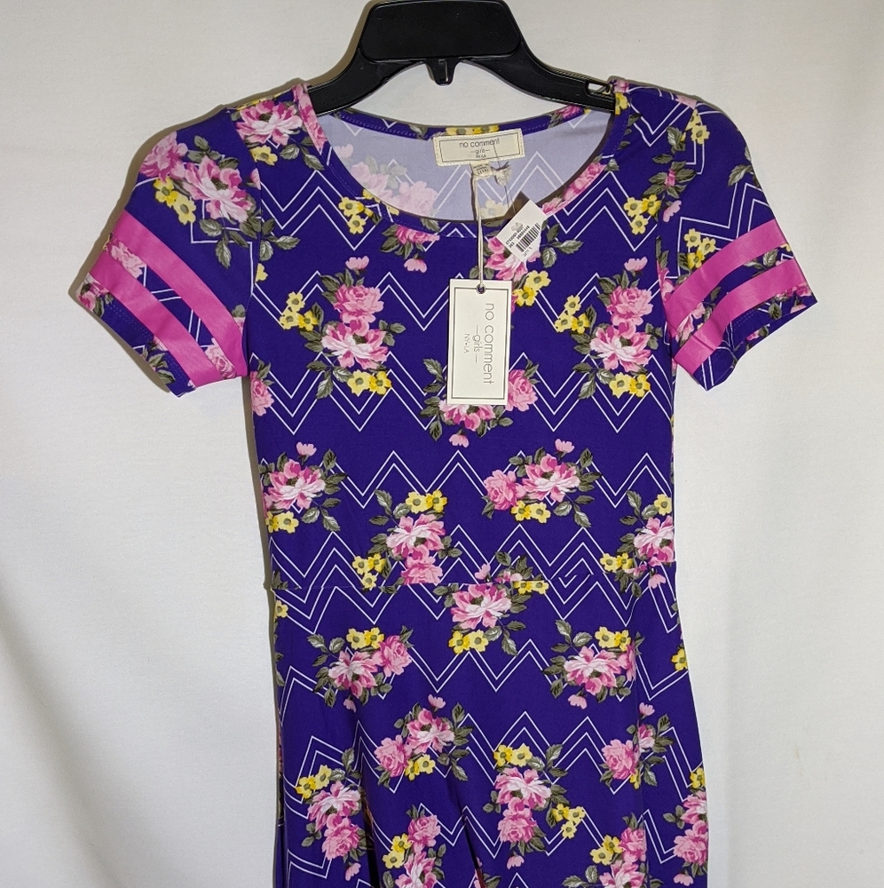 GirlsPurple dress w/ flowers size 14(lg)